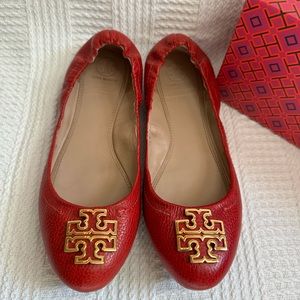 Authentic Tory Burch Red Flats - Perfect for holiday season